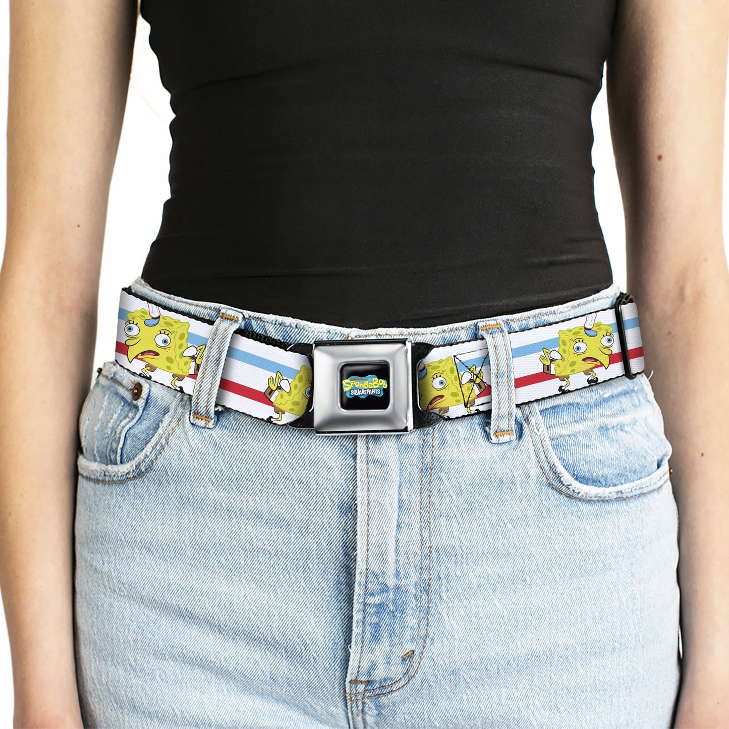 SpongeBob SquarePants Logo Seatbelt Belt Mocking Pose Stripe - Paramount Shop
