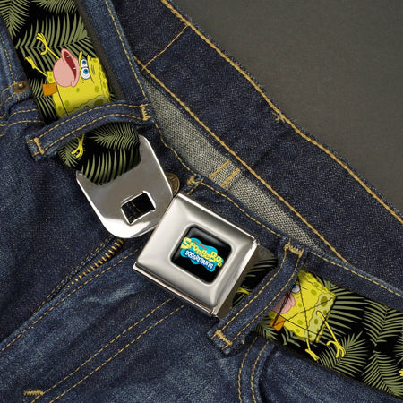 SpongeBob SquarePants Logo Seatbelt Belt Primitive Sponge Pose Black Green - Paramount Shop