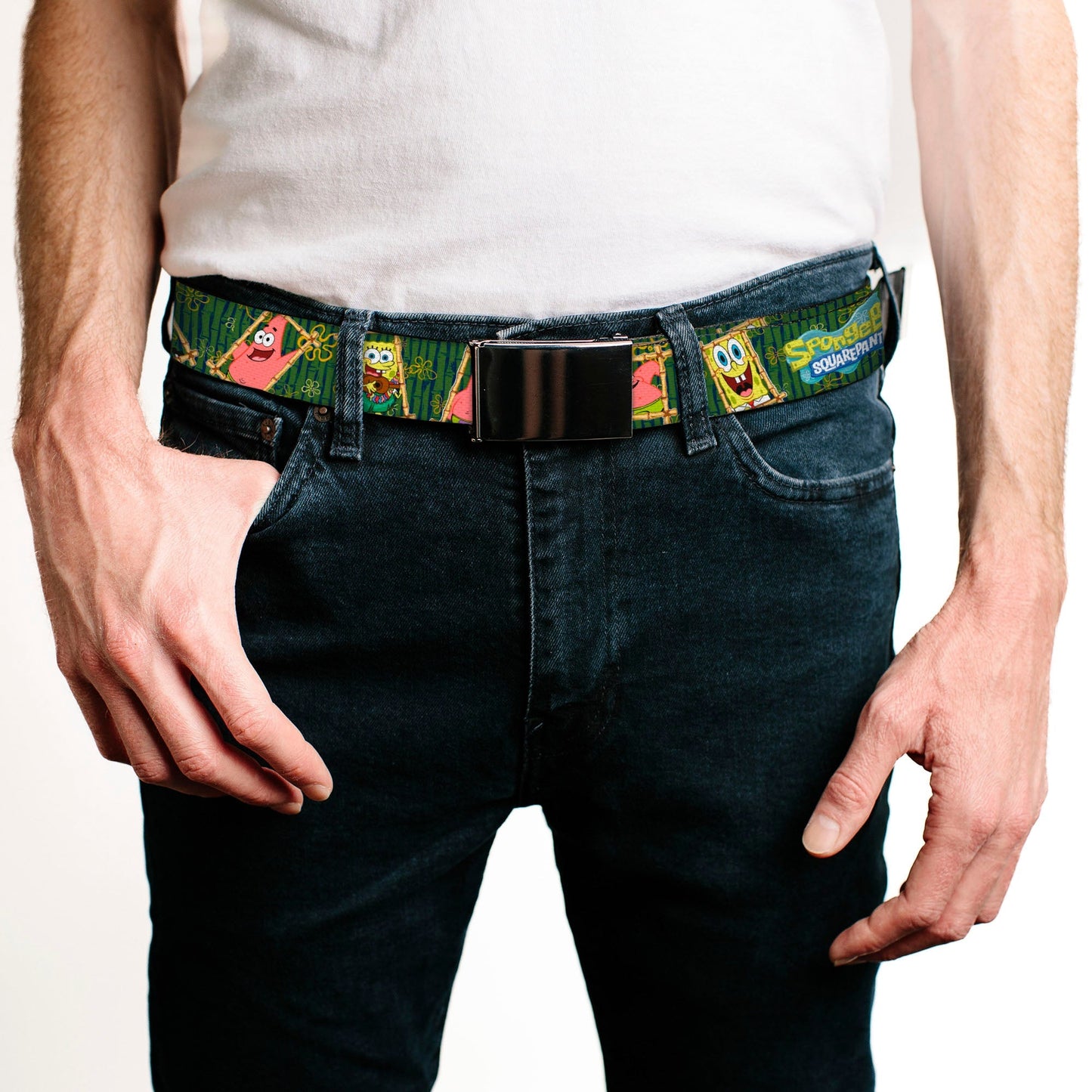 SpongeBob SquarePants Logo Web Belt Bamboo Frames Design - Paramount Shop