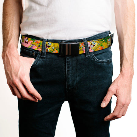 SpongeBob SquarePants & Patrick Starfish Web Belt Starfish Poses Pineapple Gold Webbing Black Buckle - Paramount Shop