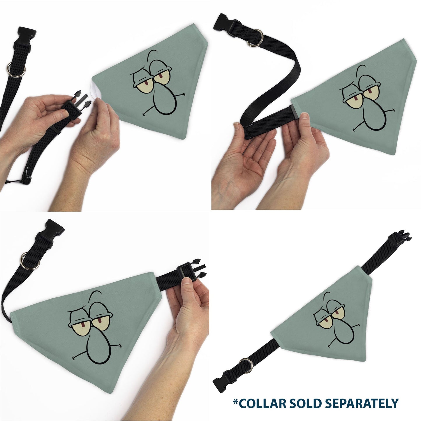 SpongeBob SquarePants Pet Bandana Squidward Close - Up Over the Collar Blue - Paramount Shop