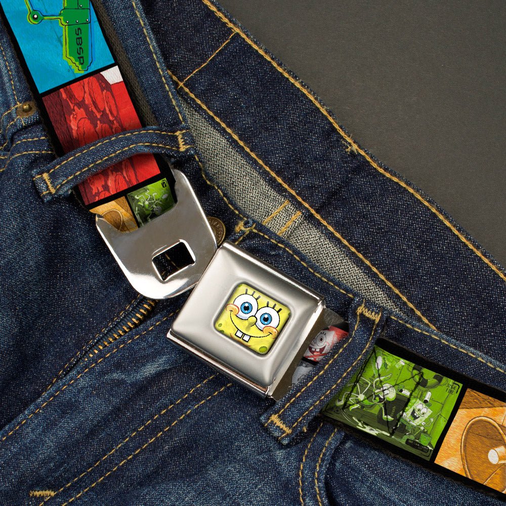 SpongeBob SquarePants Seatbelt Belt 3 - D Face Close - Up Full Color Krusty Krab's Cam Scene Buckle - Down - Paramount Shop