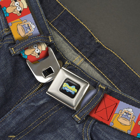 SpongeBob SquarePants Seatbelt Belt Barnacle Boy Mermaid Man Pose Blocks Full Color Red/Blue - Paramount Shop