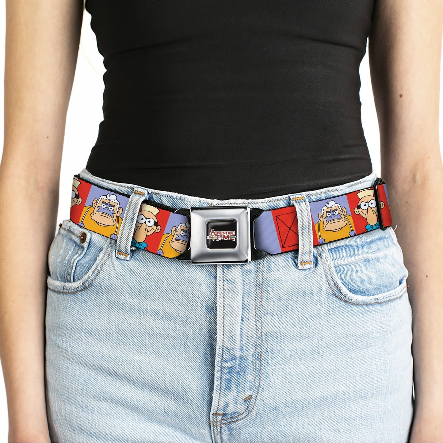 SpongeBob SquarePants Seatbelt Belt Barnacle Boy Mermaid Man Pose Blocks Full Color Red/Blue - Paramount Shop