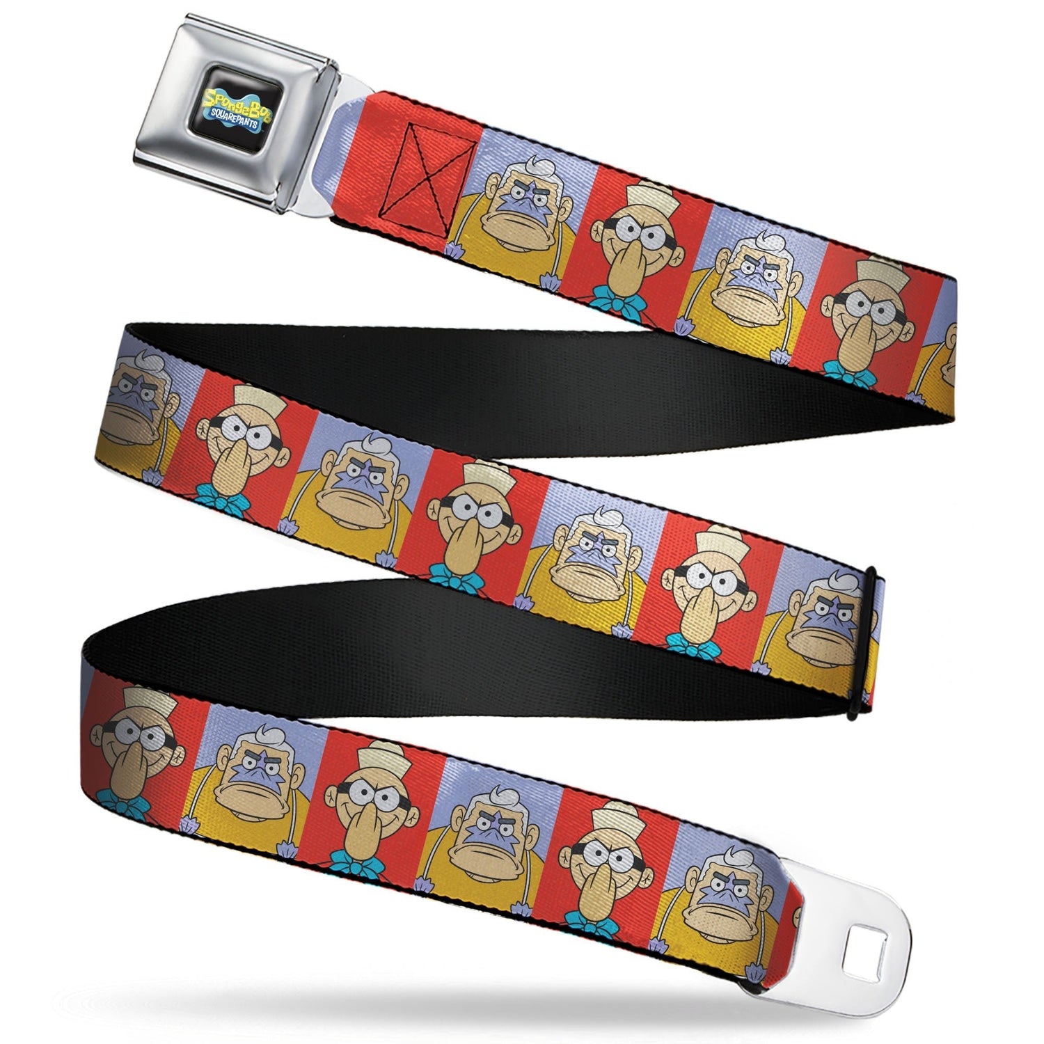 SpongeBob SquarePants Seatbelt Belt Barnacle Boy Mermaid Man Pose Blocks Full Color Red/Blue - Paramount Shop