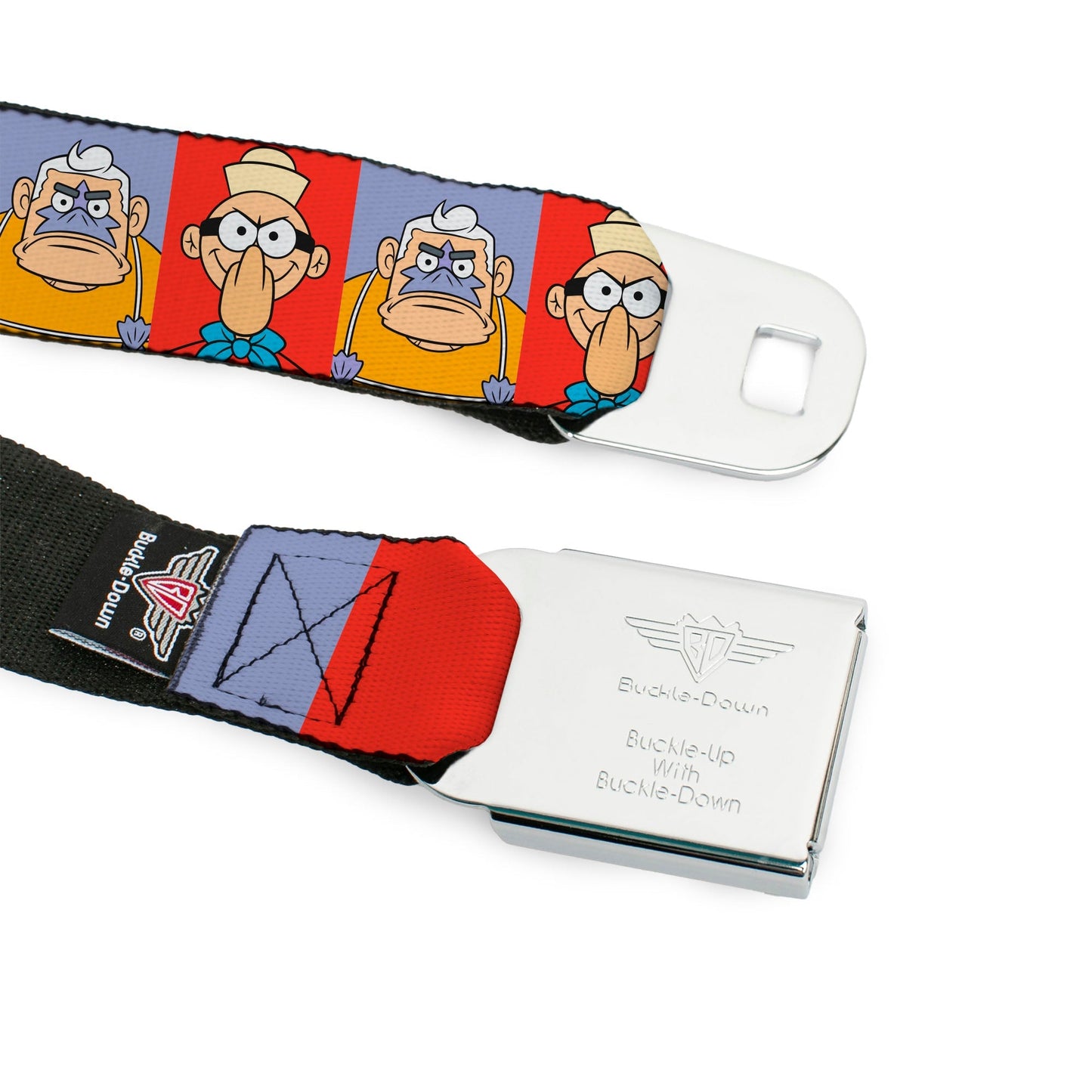 SpongeBob SquarePants Seatbelt Belt Barnacle Boy Mermaid Man Pose Blocks Full Color Red/Blue - Paramount Shop