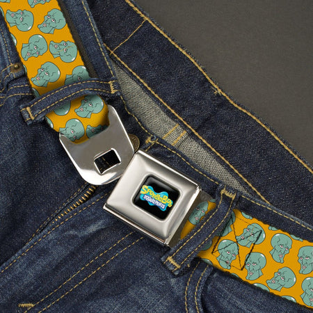 SpongeBob SquarePants Seatbelt Belt Black/Blues Logo Handsome Squidward Face Orange Webbing - Paramount Shop