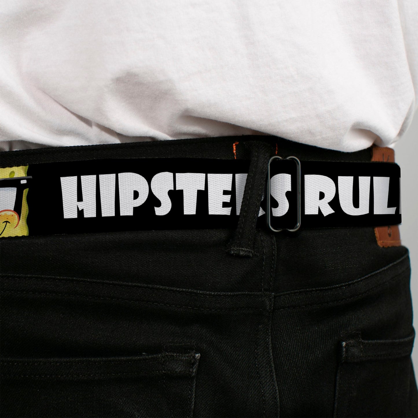SpongeBob SquarePants Seatbelt Belt Face Close - Up Full Color Black/White Webbing - Paramount Shop