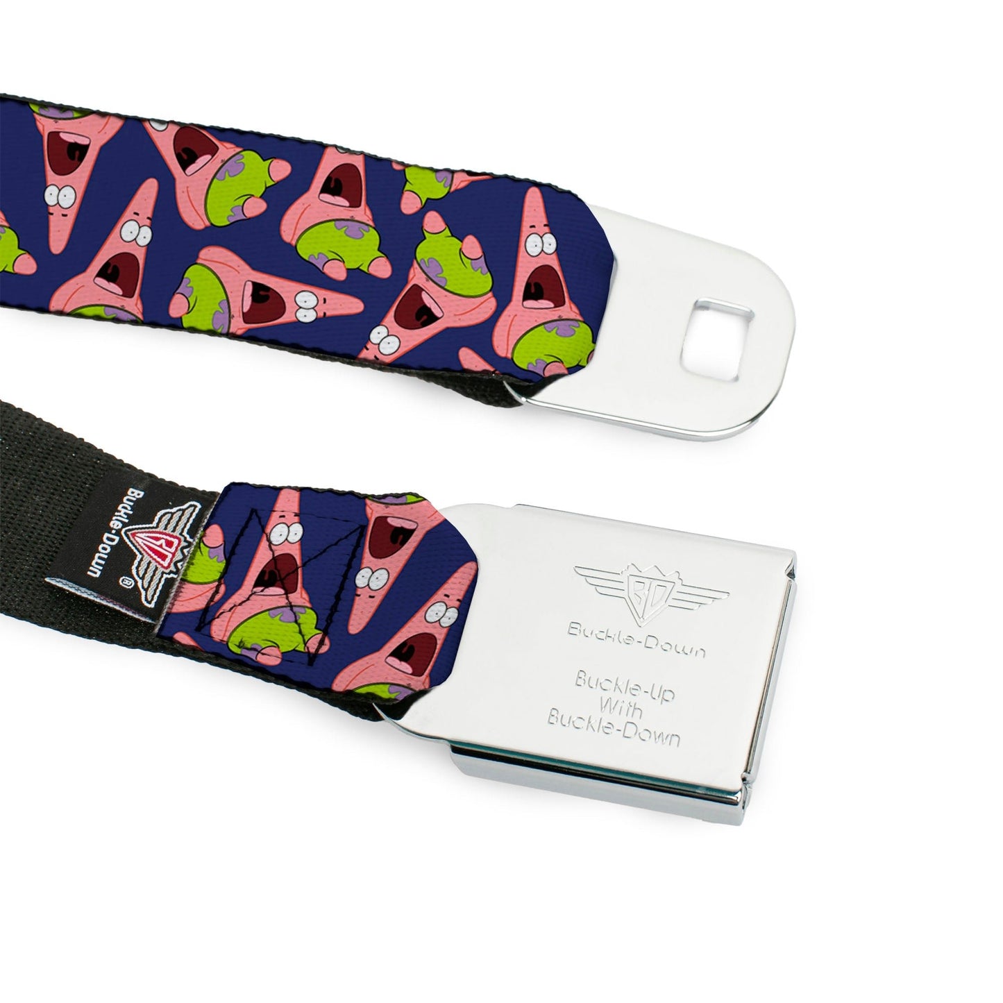 SpongeBob SquarePants Seatbelt Belt Full Color Patrick Starfish Purple Webbing Black - Paramount Shop