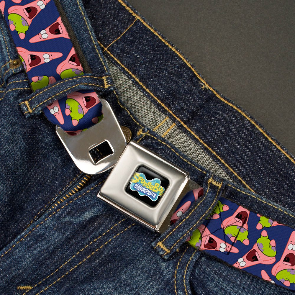 SpongeBob SquarePants Seatbelt Belt Full Color Patrick Starfish Purple Webbing Black - Paramount Shop