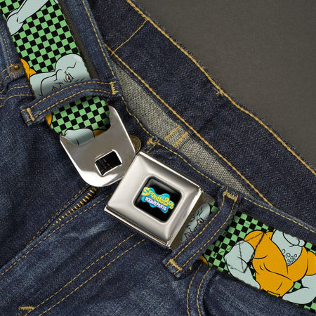 SpongeBob SquarePants Seatbelt Belt Handsome Squidward Pose Checker Full Color Black Green - Paramount Shop