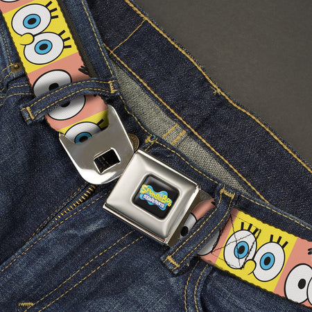SpongeBob SquarePants Seatbelt Belt Logo & Eye Blocks Black / Blue - Paramount Shop