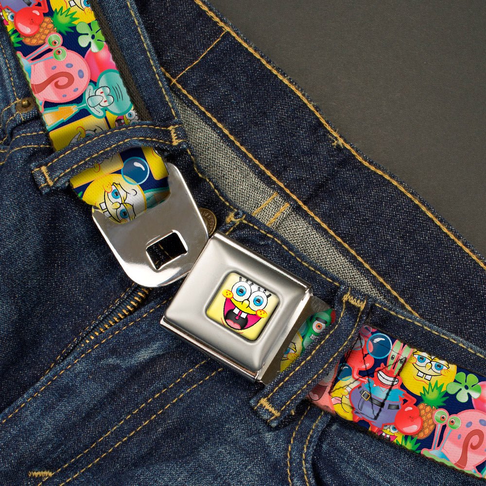 SpongeBob SquarePants Seatbelt Belt Open Mouth Smile Design Full Color - Paramount Shop