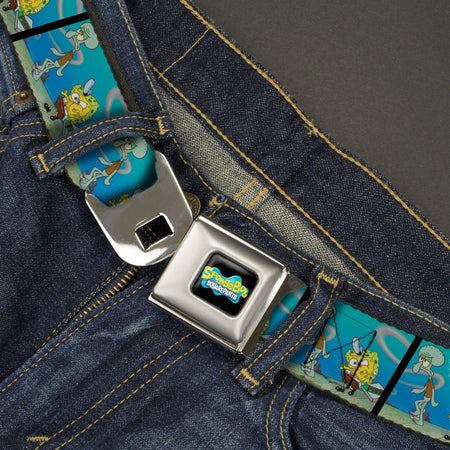 SpongeBob SquarePants Seatbelt Belt SpongeBob & Squidward Pizza Scene Black/Blue - Paramount Shop