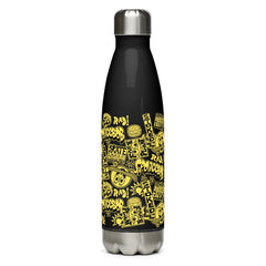 Botella de agua con dibujo de Bob Esponja SK8 - Negro / 17 oz