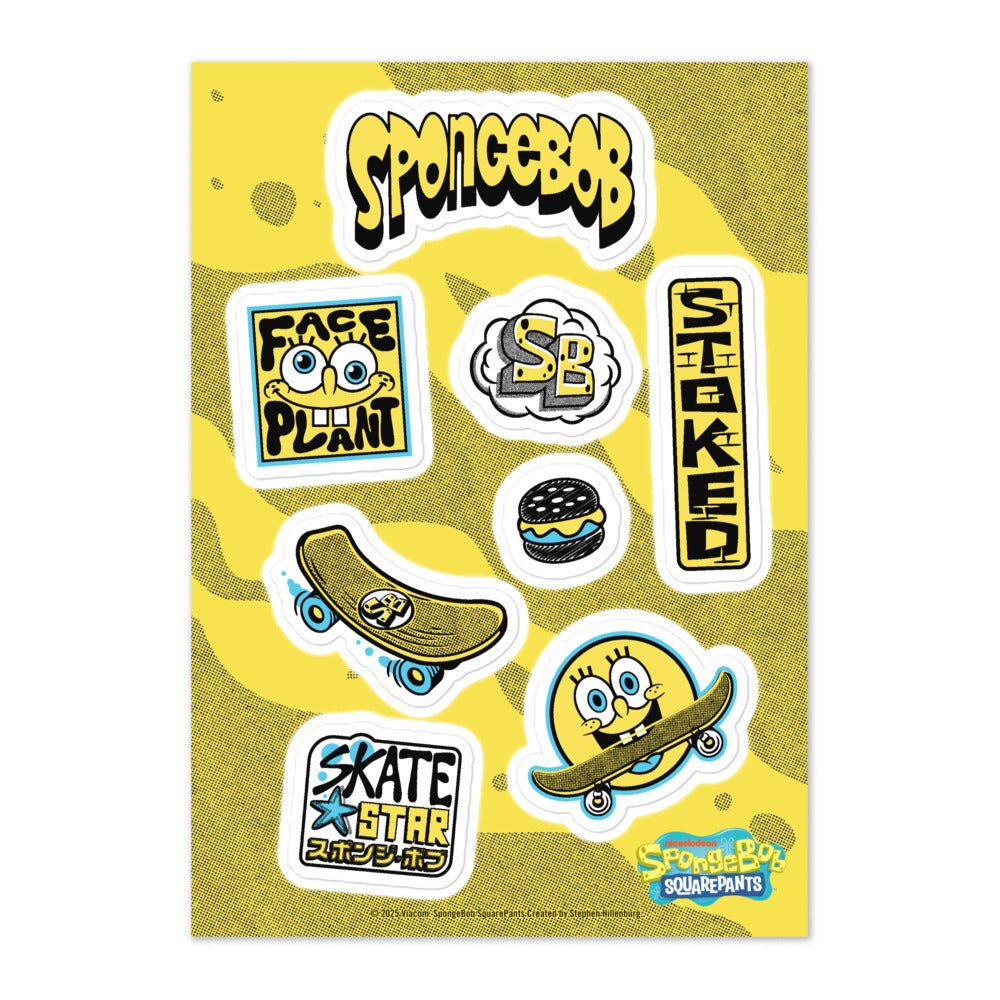 Bob L ponge Feuille D autocollants Sk8 Paramount Shop bob-l-ponge-feuille-d-autocollants-sk8-paramount-shop