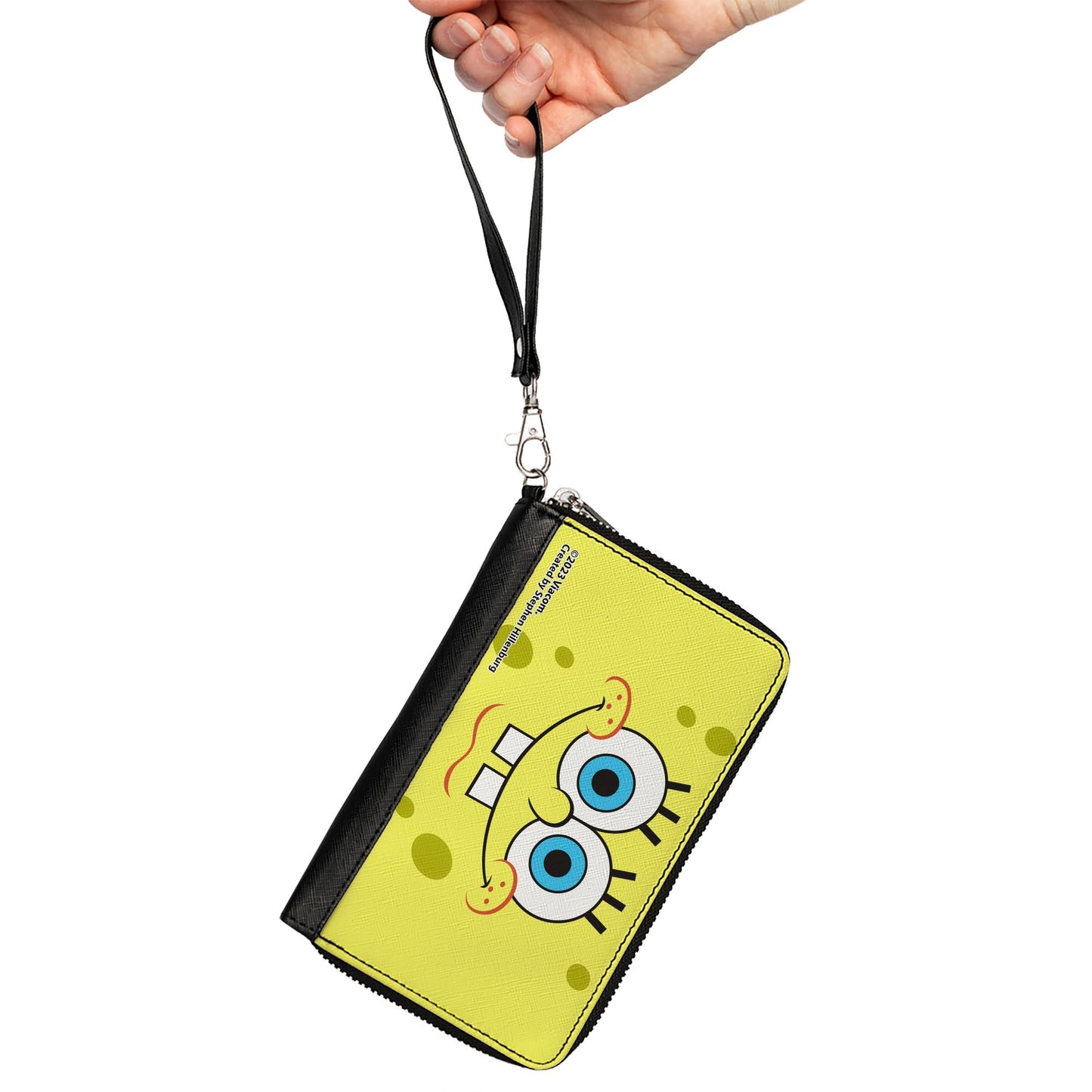 SpongeBob SquarePants Wallet Face Close - Up Zip Around Yellow - Paramount Shop