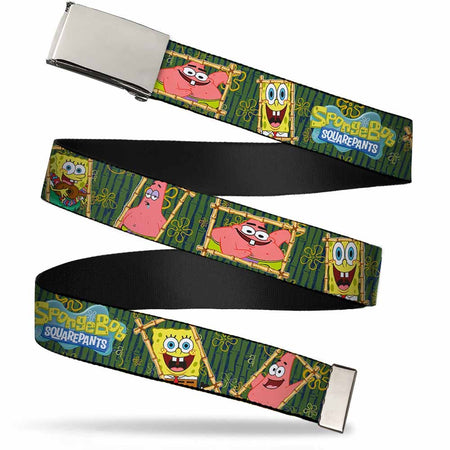 SpongeBob SquarePants Web Belt SpongeBob Patrick Starfish Logo Webbing Chrome Buckle Adjustable - Paramount Shop