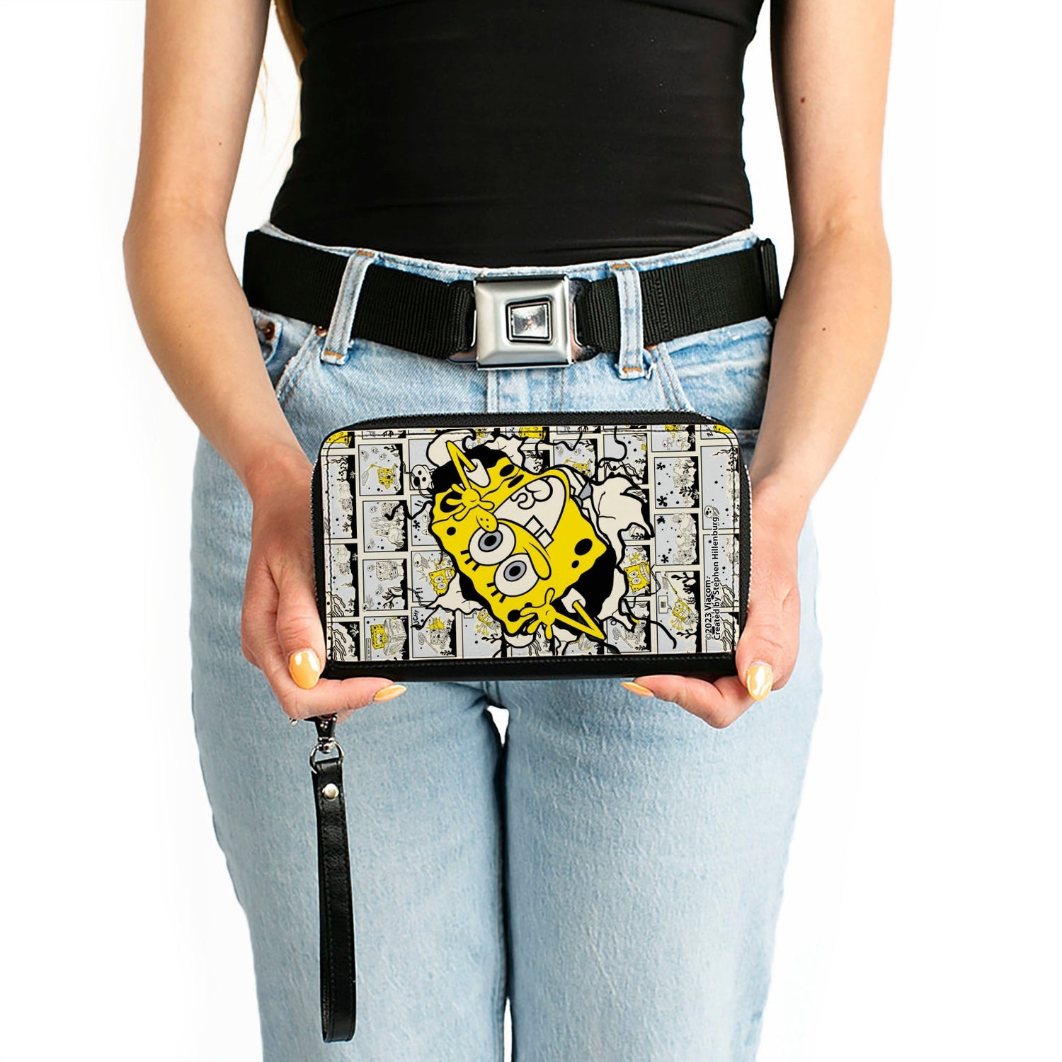 SpongeBob SquarePants Zip Around Wallet Breakthrough Scene Blocks Vegan Leather - Paramount Shop