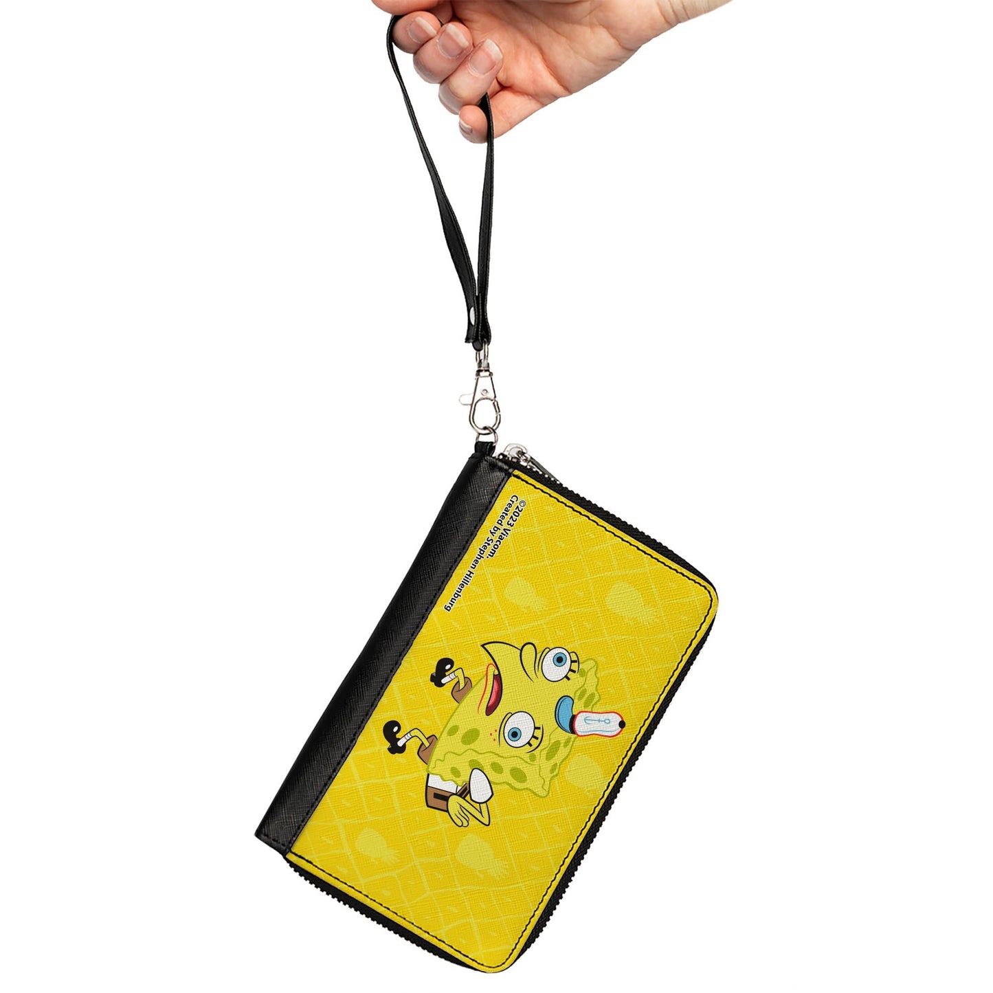 SpongeBob SquarePants Zip Around Wallet Mocking Pose Pineapple Yellow Vegan Leather - Paramount Shop