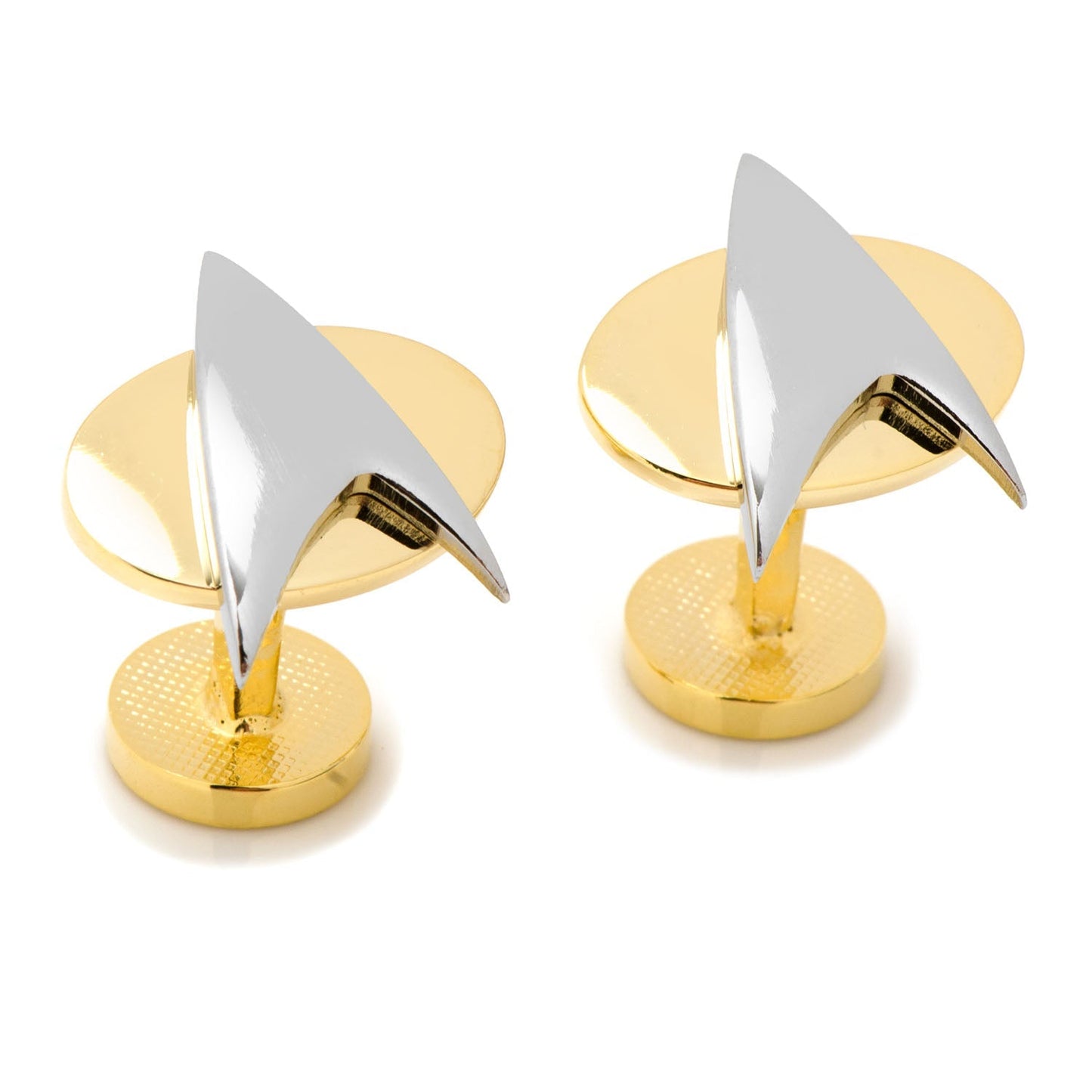 Star Trek Logo Cufflinks Two Tone Starfleet Delta Badge - Paramount Shop