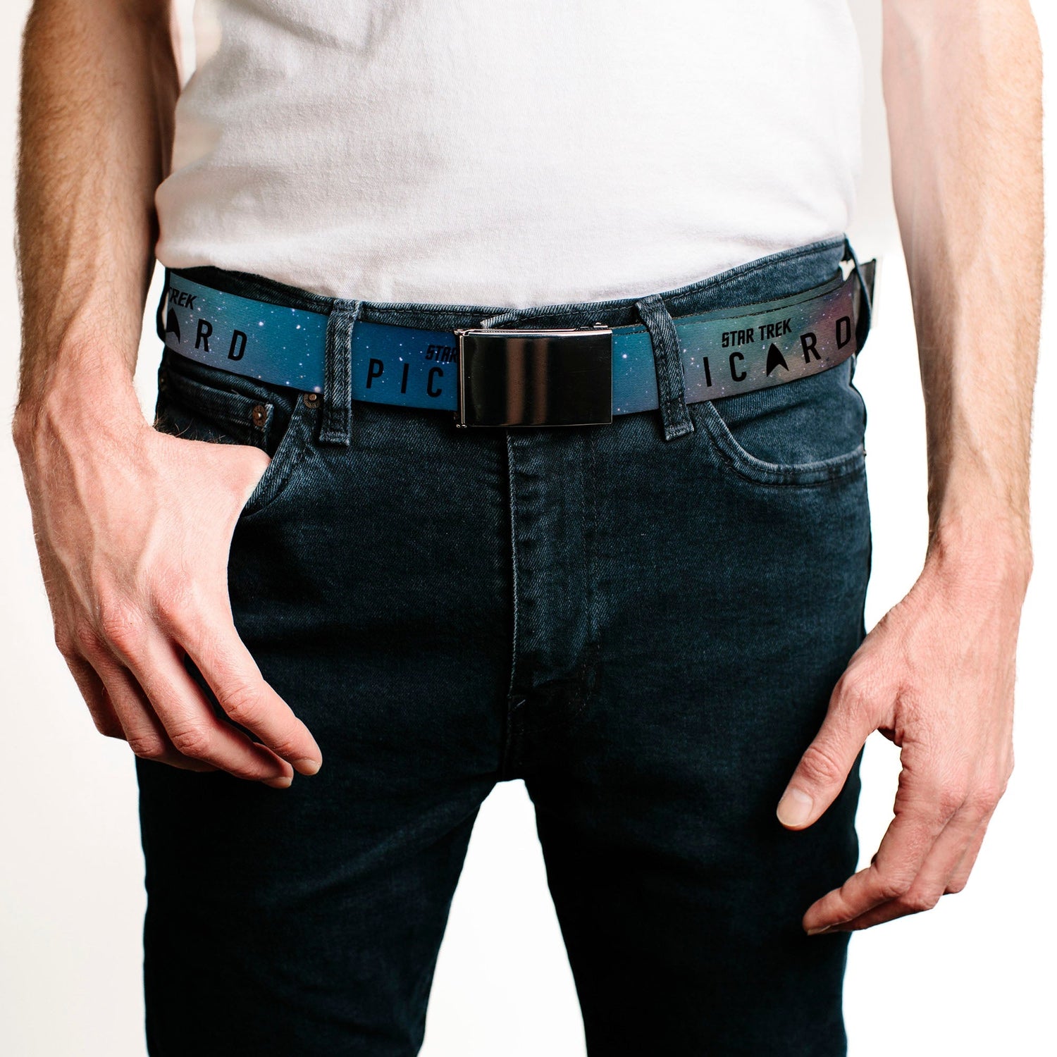 Star Trek Picard Logo Web Belt Galaxy Black Buckle - Paramount Shop