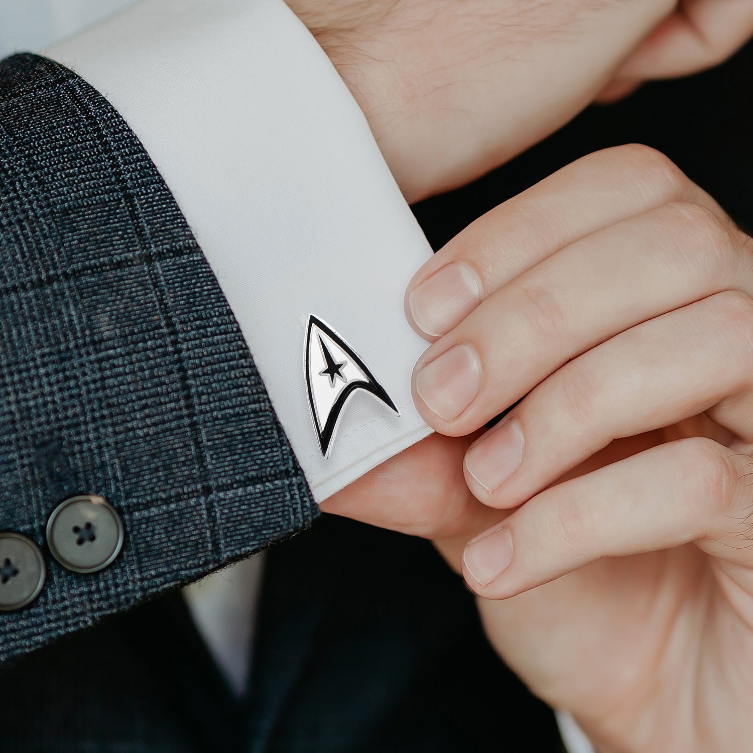 Star Trek Starfleet Communicator Badge Delta Shield Cufflinks - Paramount Shop