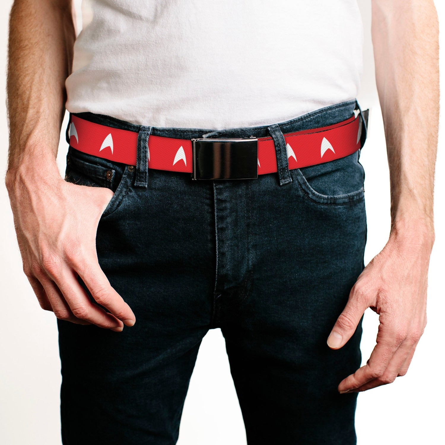Star Trek Starfleet Insignia Red and White Web Belt with Buckle - Paramount Shop