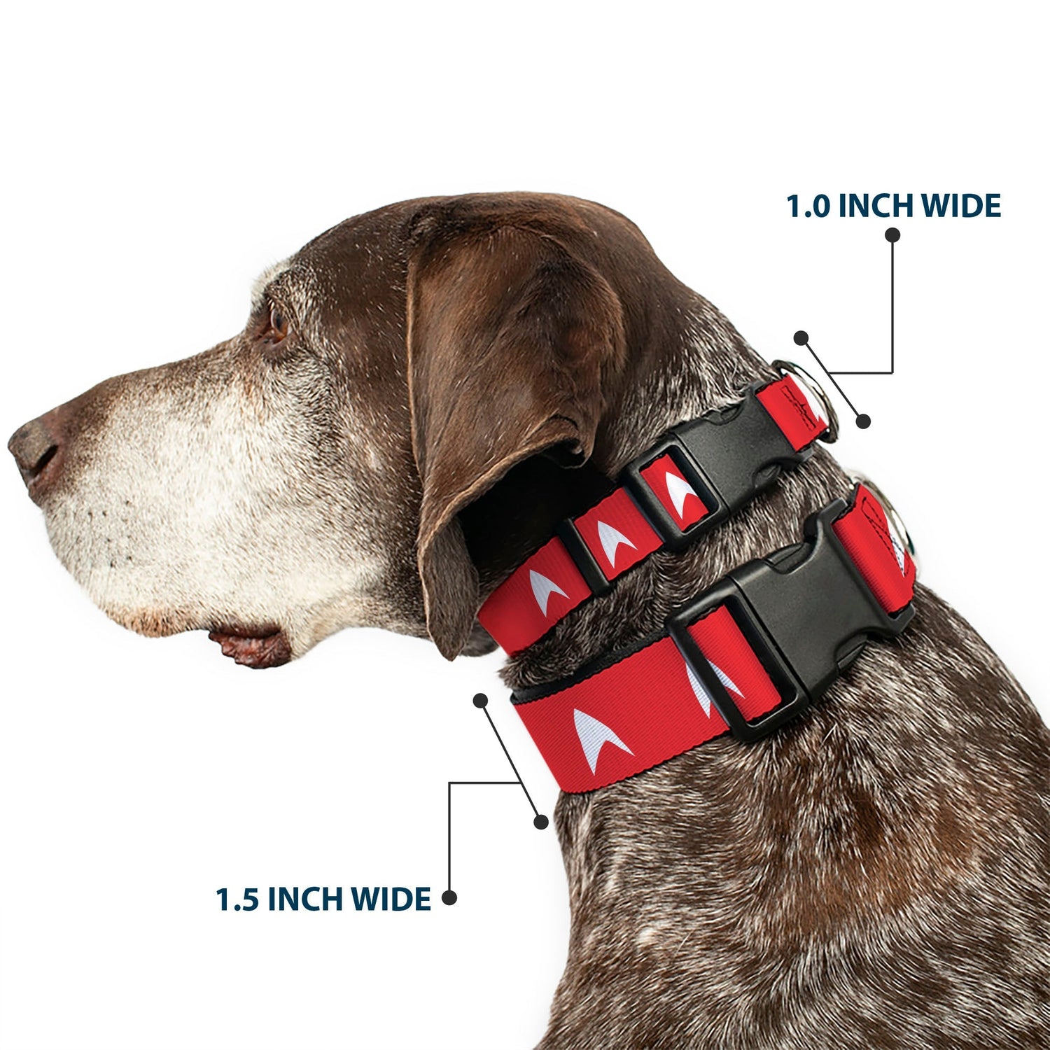 Star Trek Starfleet Insignia Red/White Plastic Clip Dog Collar - Paramount Shop