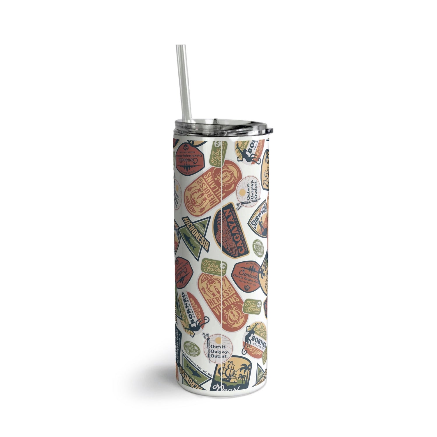Survivor Seasons Pattern Skinny Tumbler - Paramount Shop