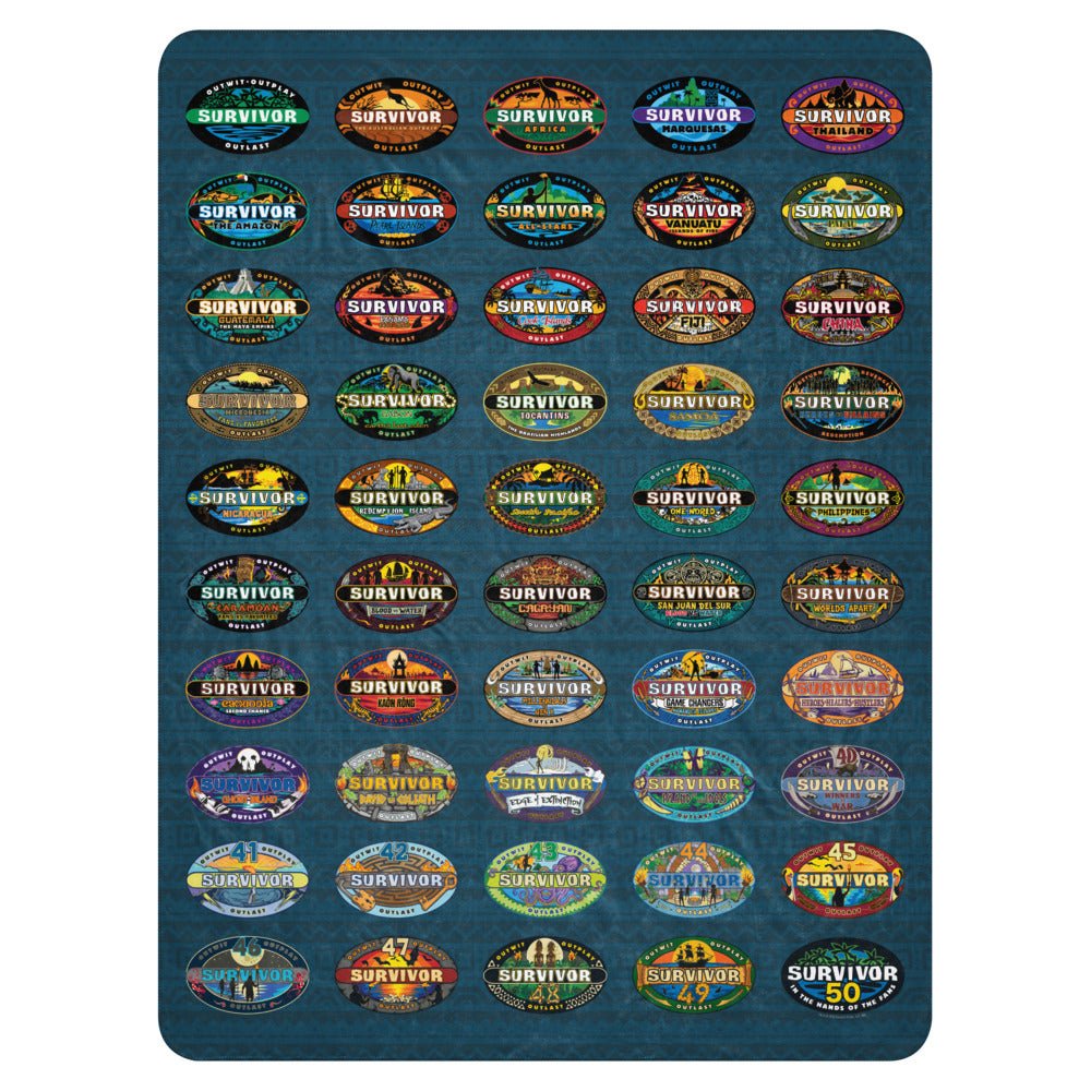 Survivor Sherpa Blanket 50 Seasons Logo
