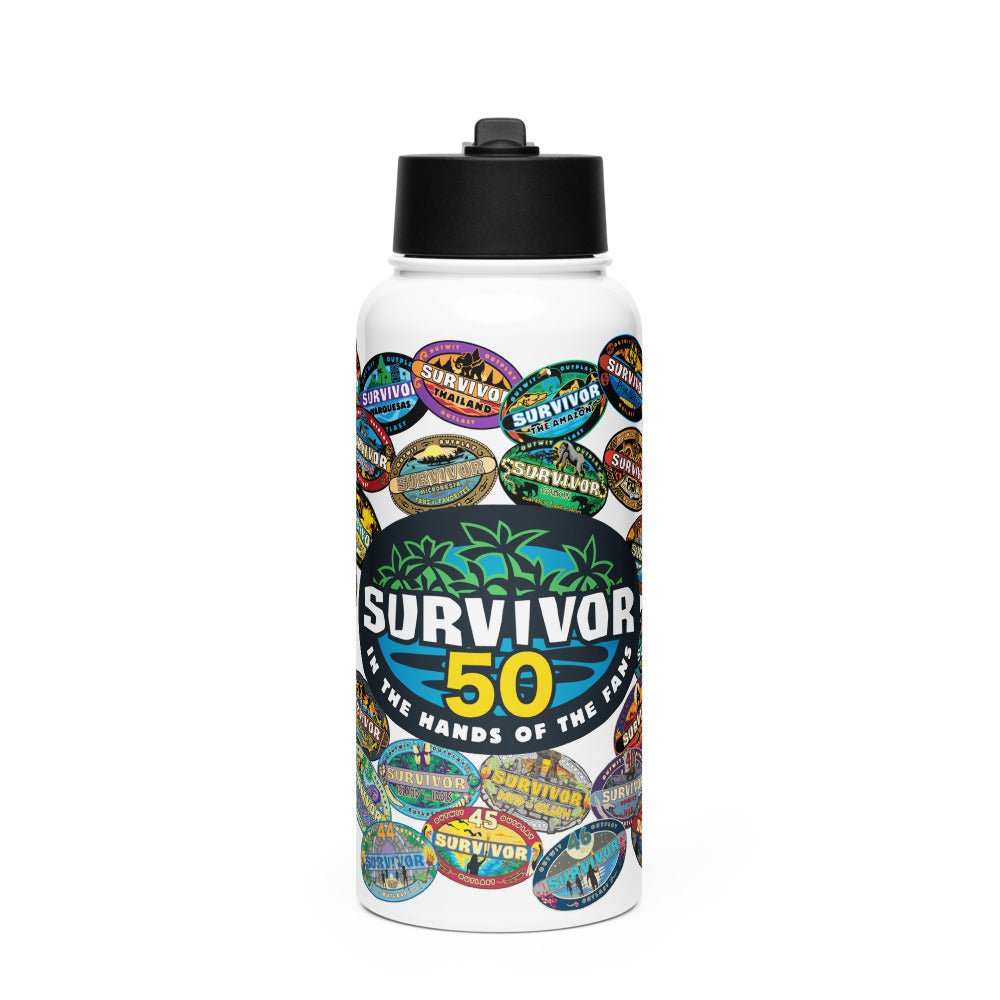 Survivor Stainless Steel Water Bottle 50 Seasons Logo - Paramount Shop