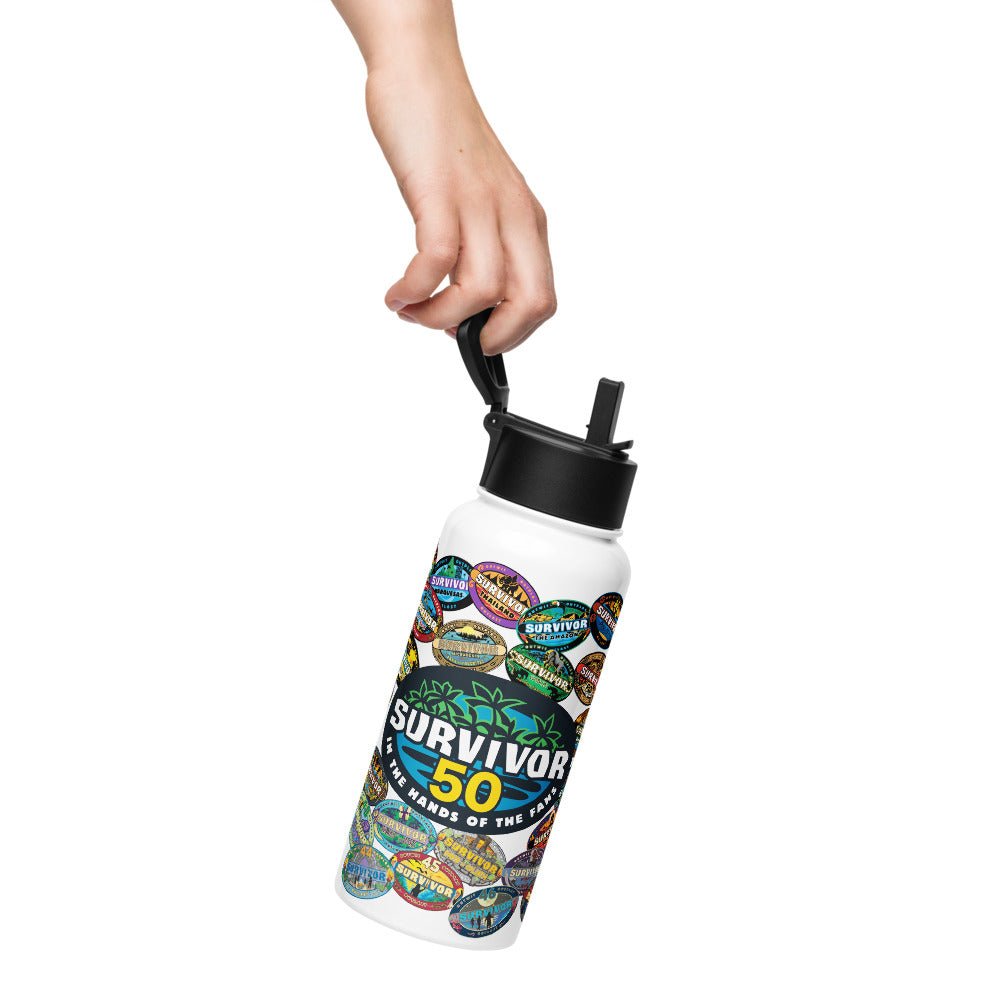 Survivor Stainless Steel Water Bottle 50 Seasons Logo - Paramount Shop