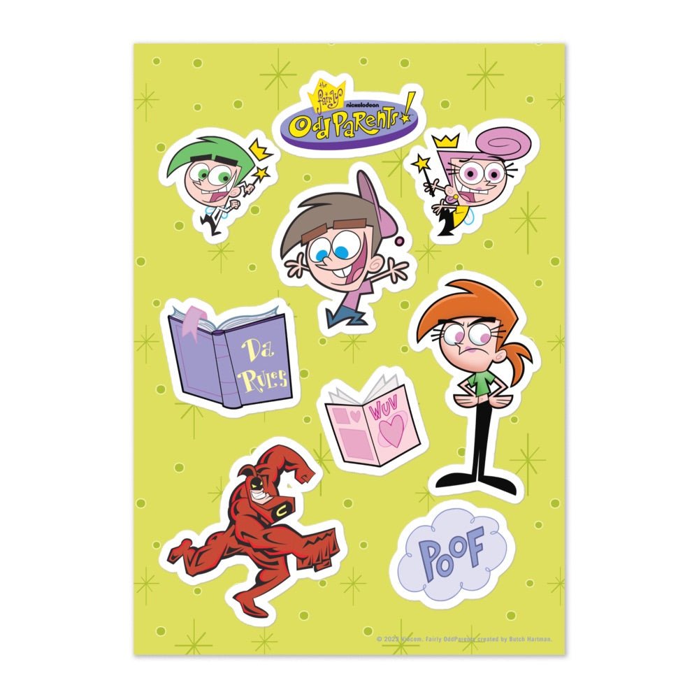 The Fairly OddParents Characters Kiss Cut Sticker Sheet - Paramount Shop