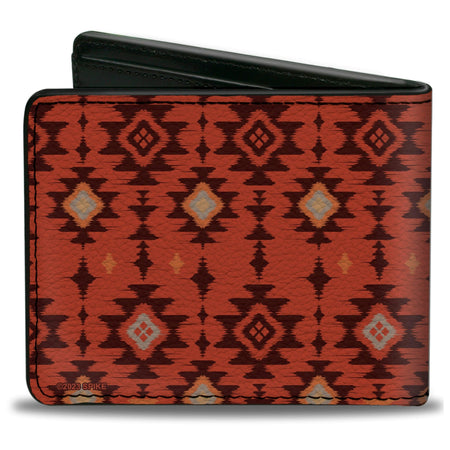 Yellowstone Bi - Fold Wallet Dutton Ranch Native American Pattern Vegan Leather Multi Color/Beige - Paramount Shop