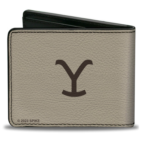 Yellowstone Bi - Fold Wallet "NOT MY FIRST RODEO" Typography Vegan Leather Beige/Browns - Paramount Shop