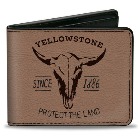 Yellowstone Bi - Fold Wallet PROTECT THE LAND SINCE 1886 Tan/Brown - Paramount Shop