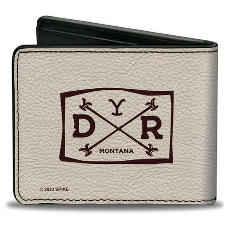 Yellowstone Bi - Fold Wallet "We Don't Choose The Way" Badge Premium Vegan Leather White/Brown - Paramount Shop