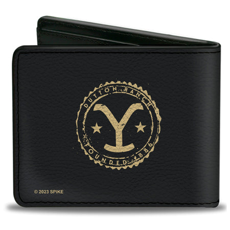 Yellowstone Bi - Fold Wallet YOUR RANCH YOUR RULES Landscape Black/Beige - Paramount Shop