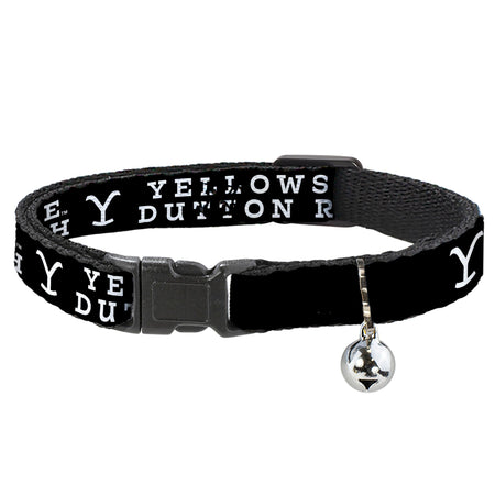 Yellowstone Cat Collar Dutton Ranch Logo Breakaway with Bell Black/White - Paramount Shop