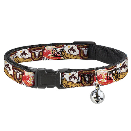 Yellowstone Cat Collar Patches Stacked Design Breakaway with Bell Multi - color - Paramount Shop