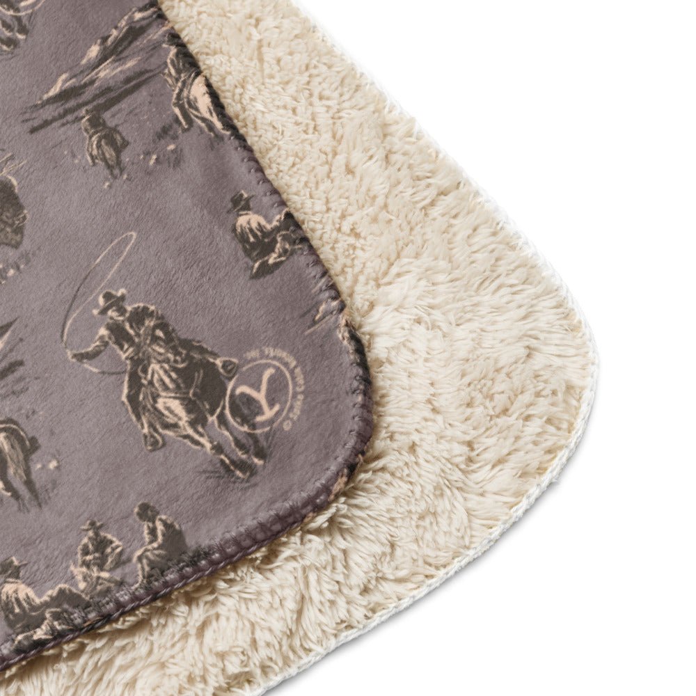 Yellowstone Cowboy Pattern Premium Sherpa Blanket - Paramount Shop