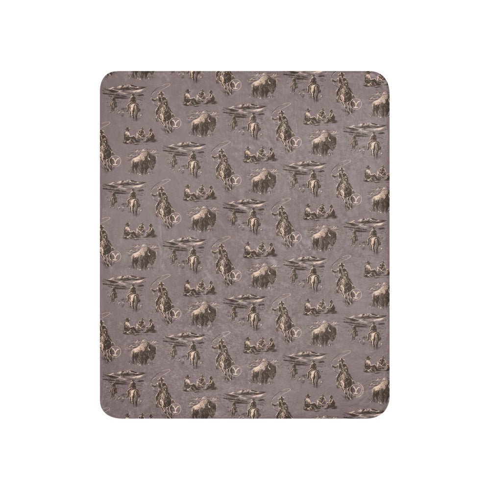 Yellowstone Cowboy Pattern Premium Sherpa Blanket - Paramount Shop