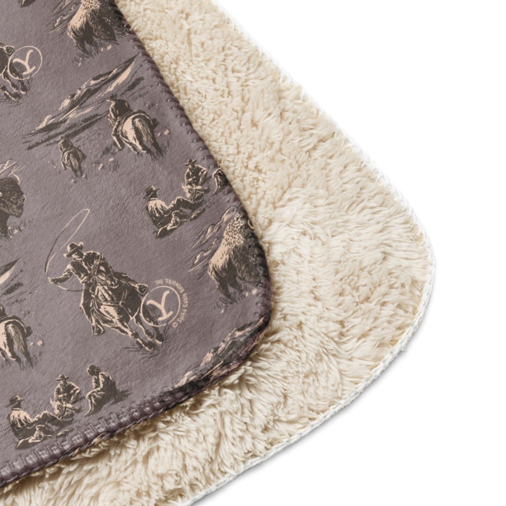 Yellowstone Cowboy Pattern Premium Sherpa Blanket - Paramount Shop