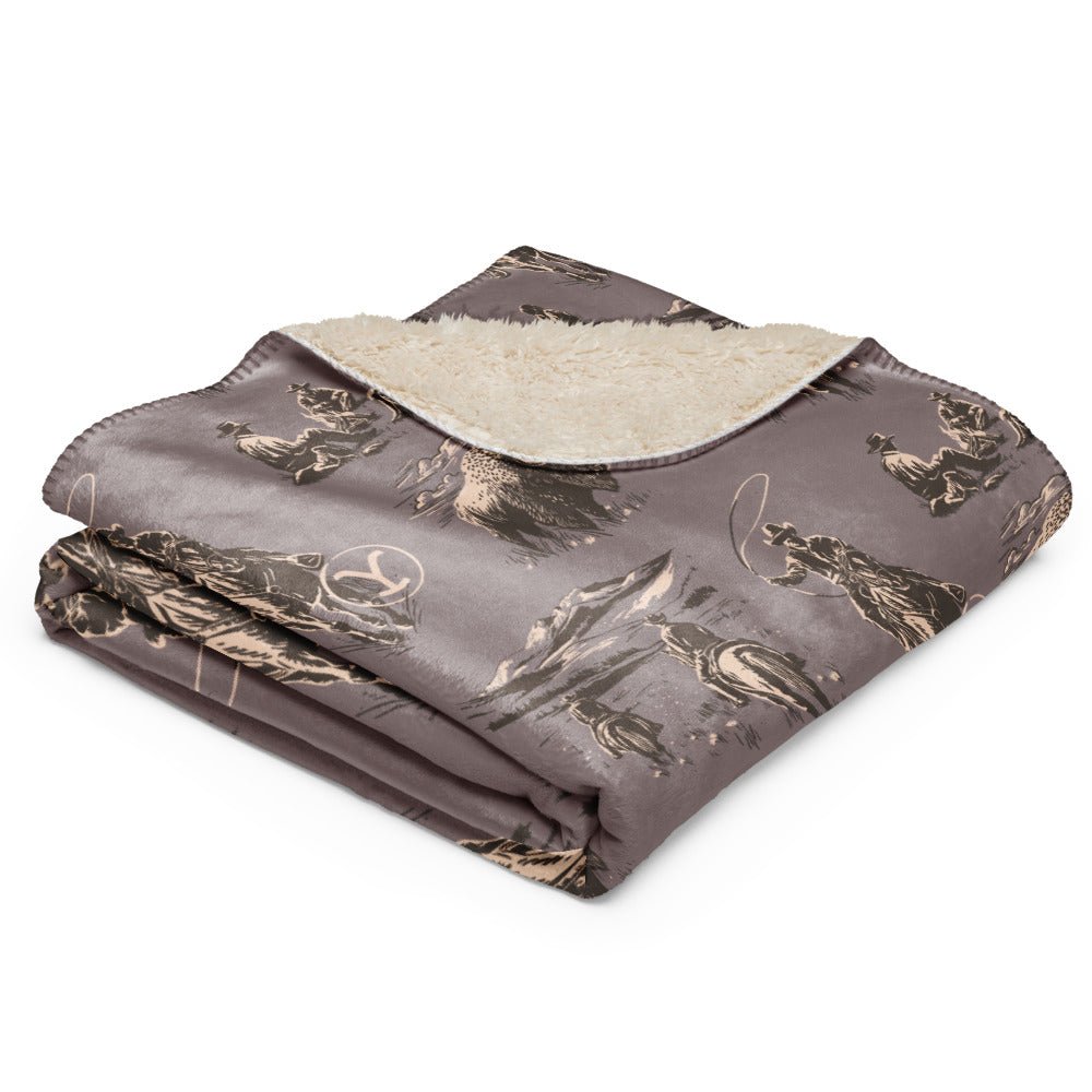 Yellowstone Cowboy Pattern Premium Sherpa Blanket - Paramount Shop