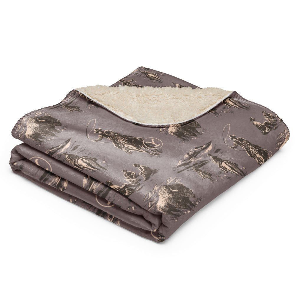 Yellowstone Cowboy Pattern Premium Sherpa Blanket - Paramount Shop