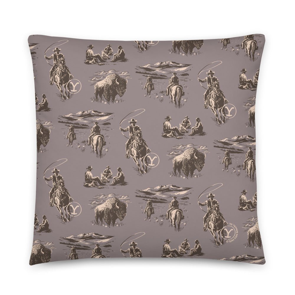 Yellowstone Cowboy Pattern Throw Pillow - Paramount Shop