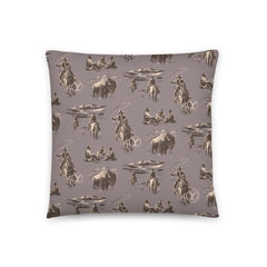 Yellowstone Cowboy Pattern Throw Pillow - 18 in x 18 in