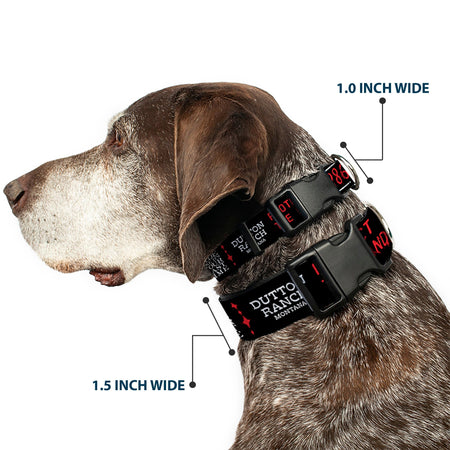 Yellowstone Dog Collar Dutton Ranch 1886 Icons Black White Red Plastic Clip - Paramount Shop