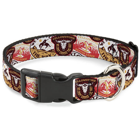 Yellowstone Dog Collar Patches Stacked Plastic Clip Browns/Reds/Yellows - Paramount Shop
